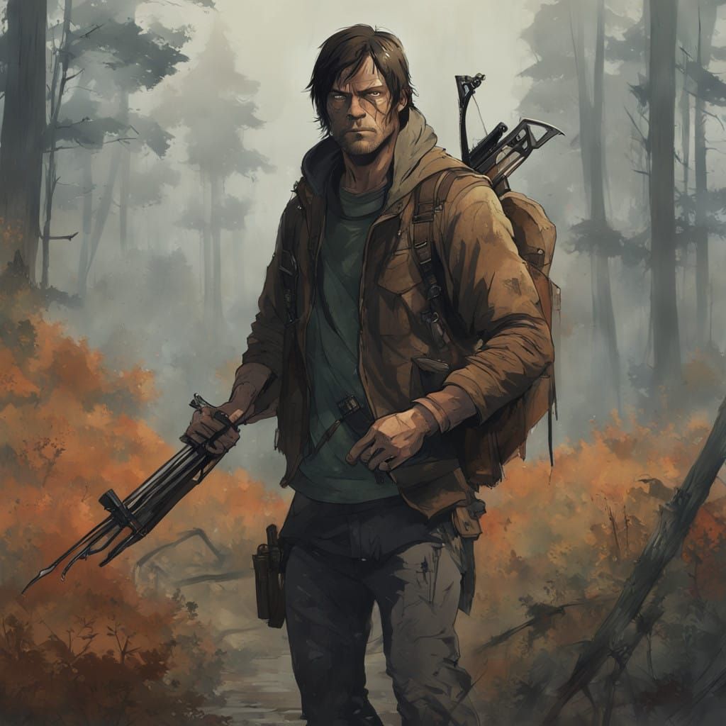 Survivalist Post-Apocalyptic Figure in Earth-Toned Hoodie wi...