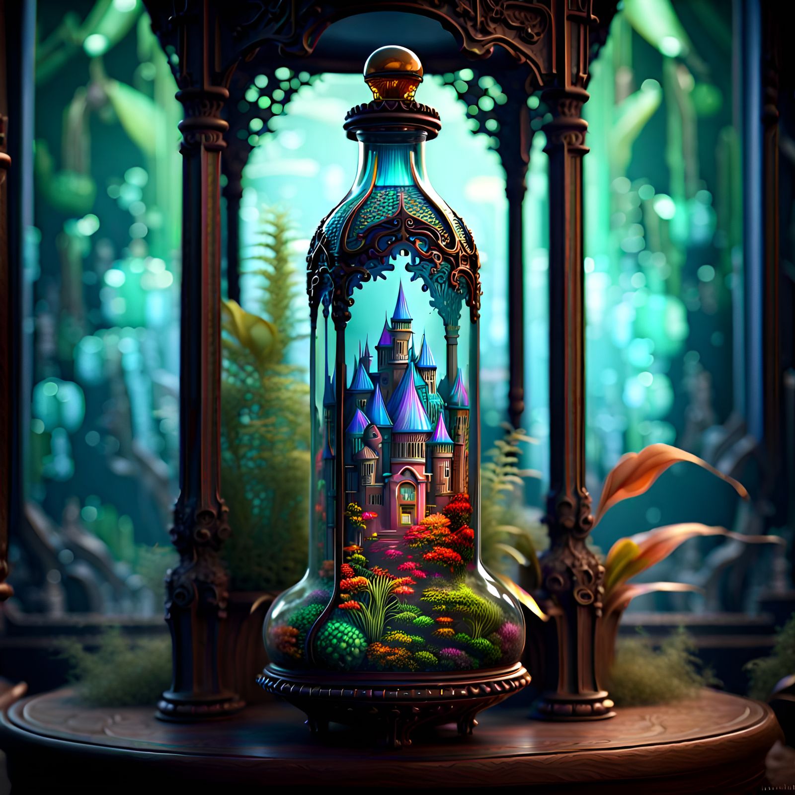 Castle inside a terrarium