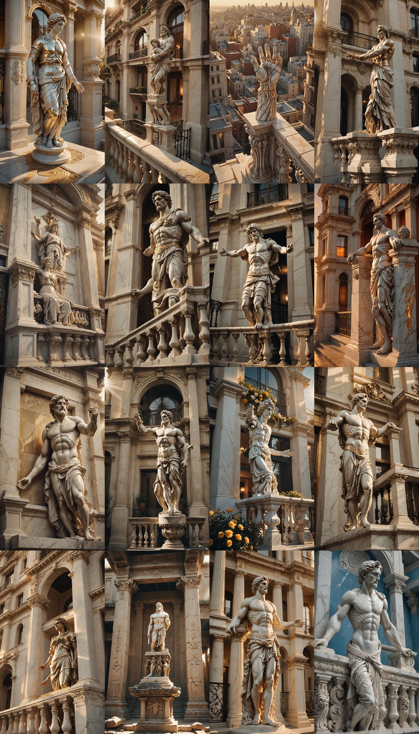 Marble Atlas Balcony in Photorealistic Style