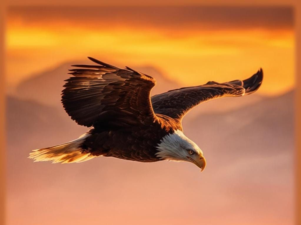 Majestic Bald Eagle Soaring Over Rockies