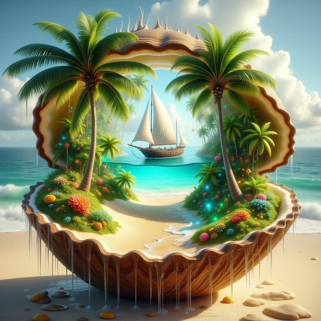 Coconut Shell Fantasy: A Miniature Tropical World