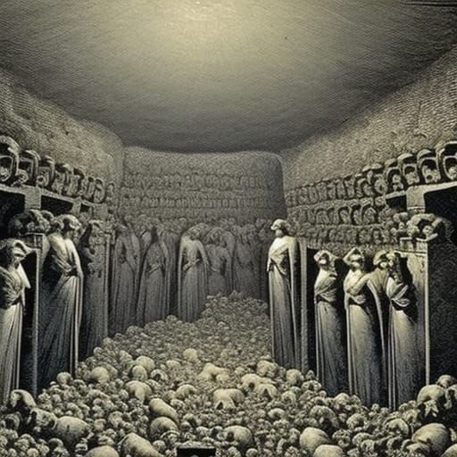 Horrific Catacombs in Dark Fantasy Style