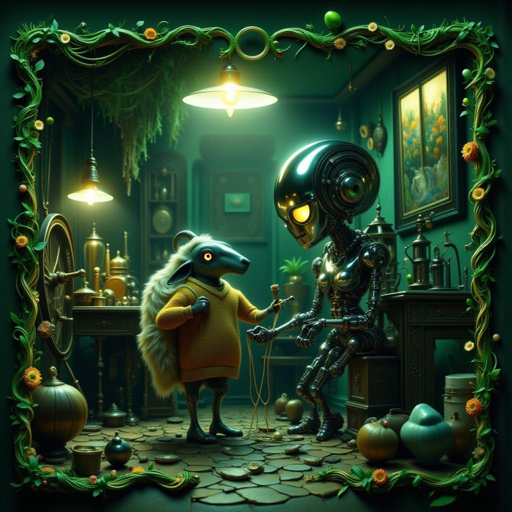 Robot Knits Sweater for Sheep in Claymation Style