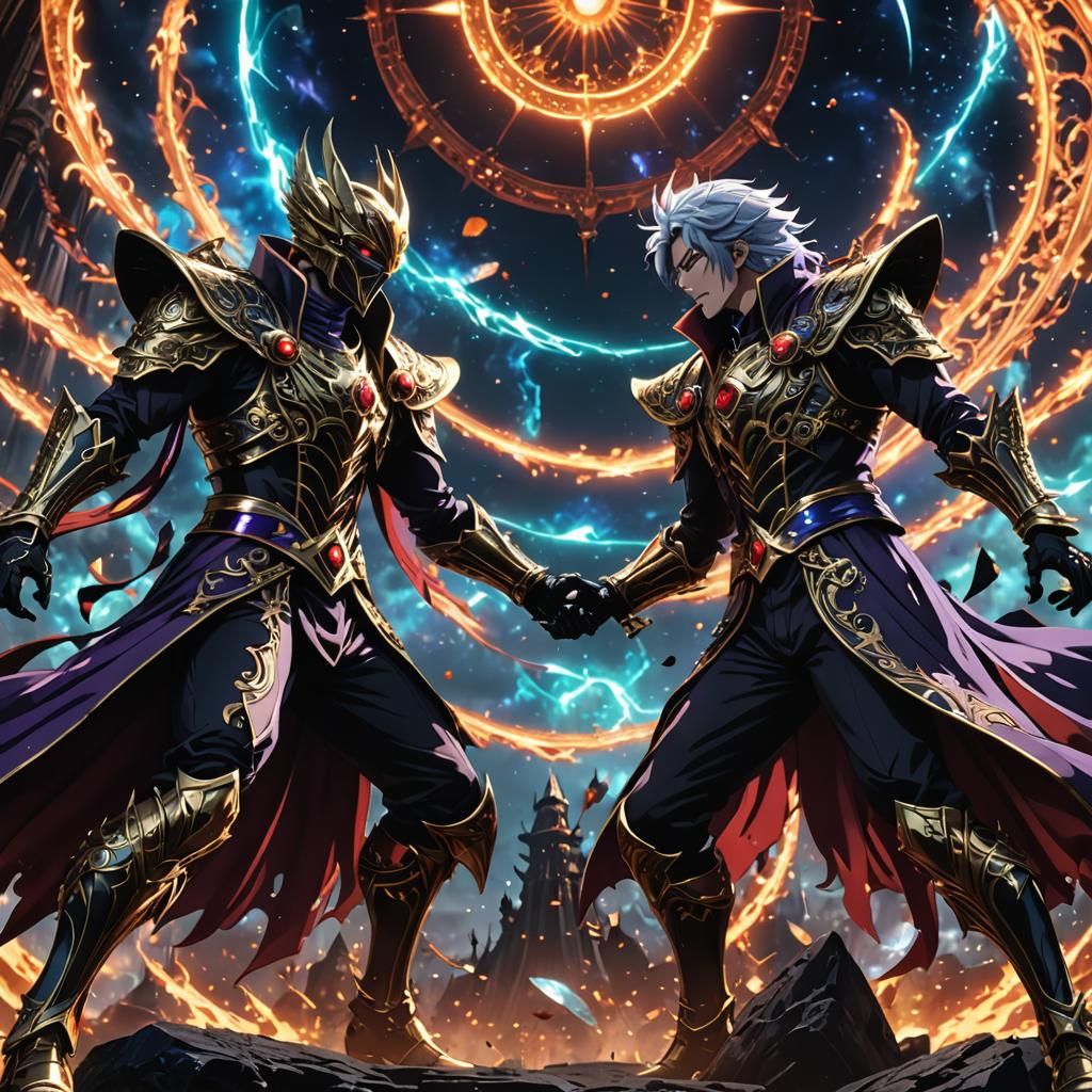 Intense Anime Villain Showdown in Macabre Style