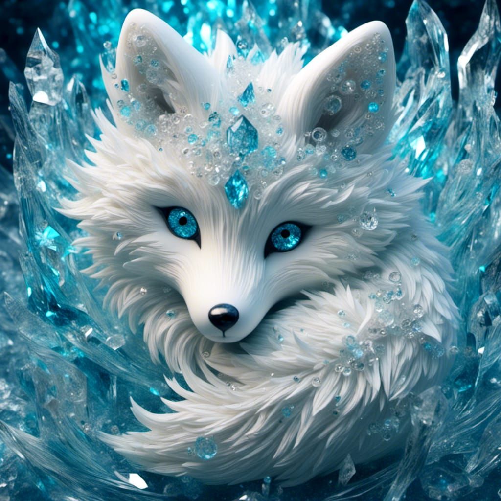 Crystalline Arctic Fox in Fantasy Art Style