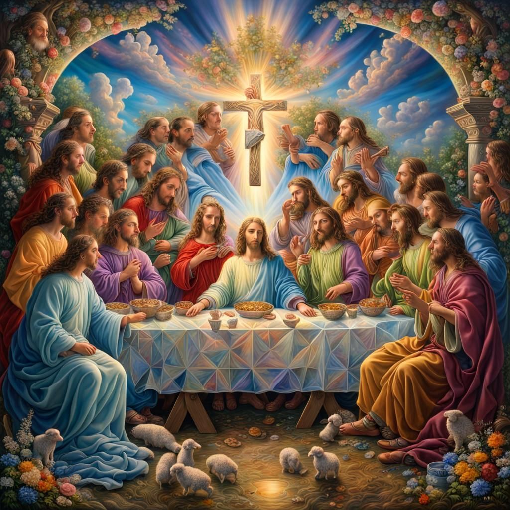 Surreal Last Supper Painting in Josephine Wall Style