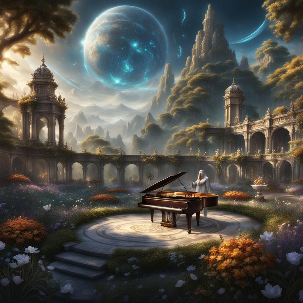 Celestial Beings Play in Heavenly Garden: Fantasy Concept Ar...