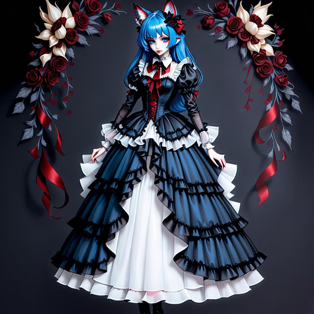 Smol Fennex Fox Gothic Rorita Dress Fashion Sketch