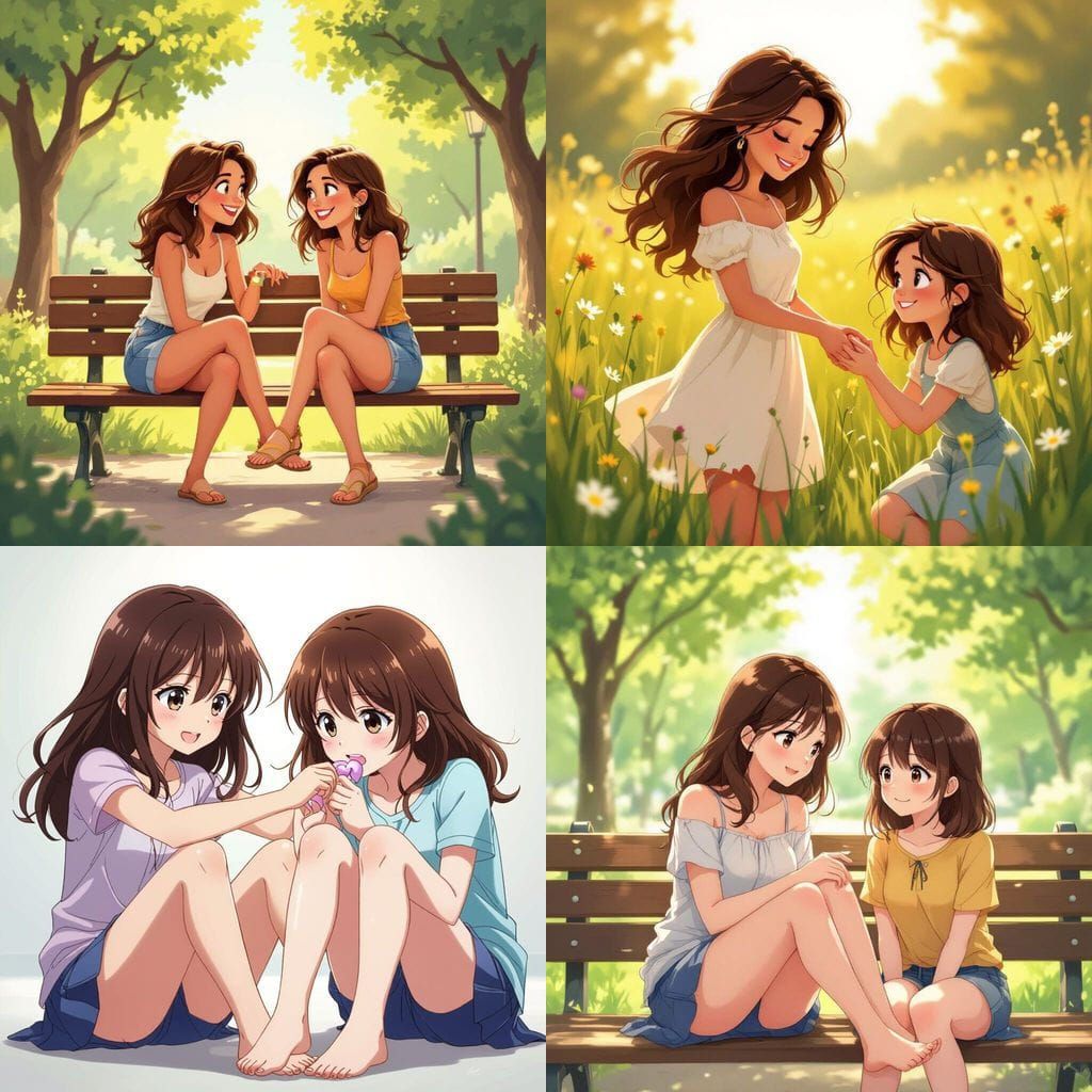 AI Art: Cute Brunette and Friend Interaction