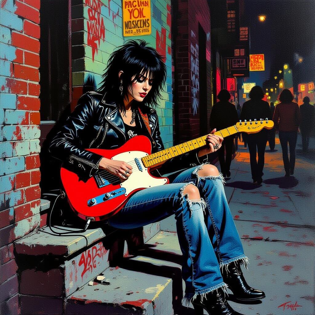 Joan Jett Plays Red Telecaster on Ghetto Stoop