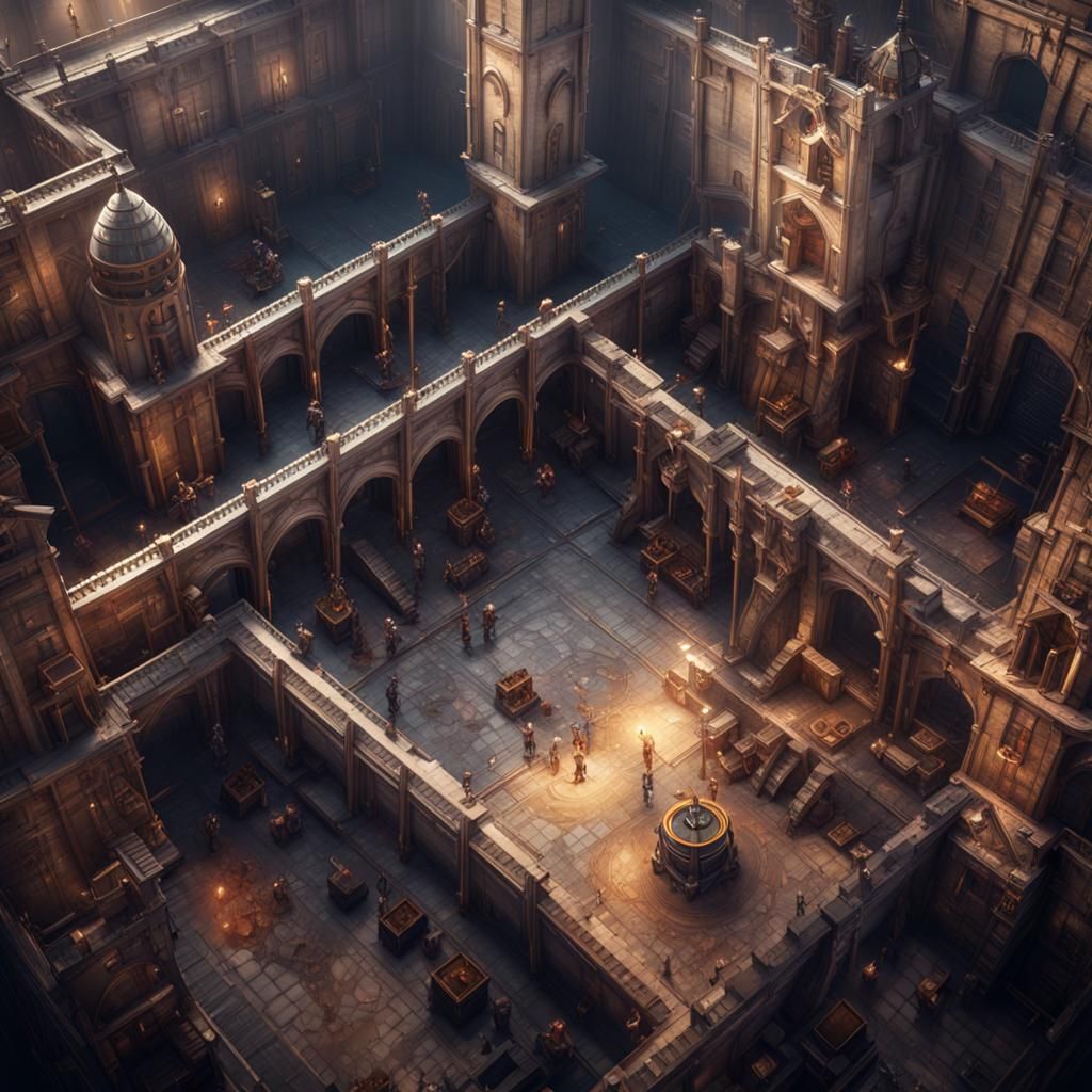 Fencing Academy Inside Royal Industrial Castle, Top View