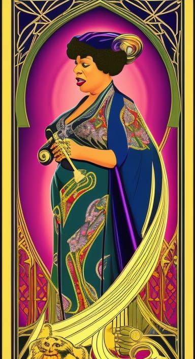 Ella Fitzgerald Tarot Card in Art Nouveau Style