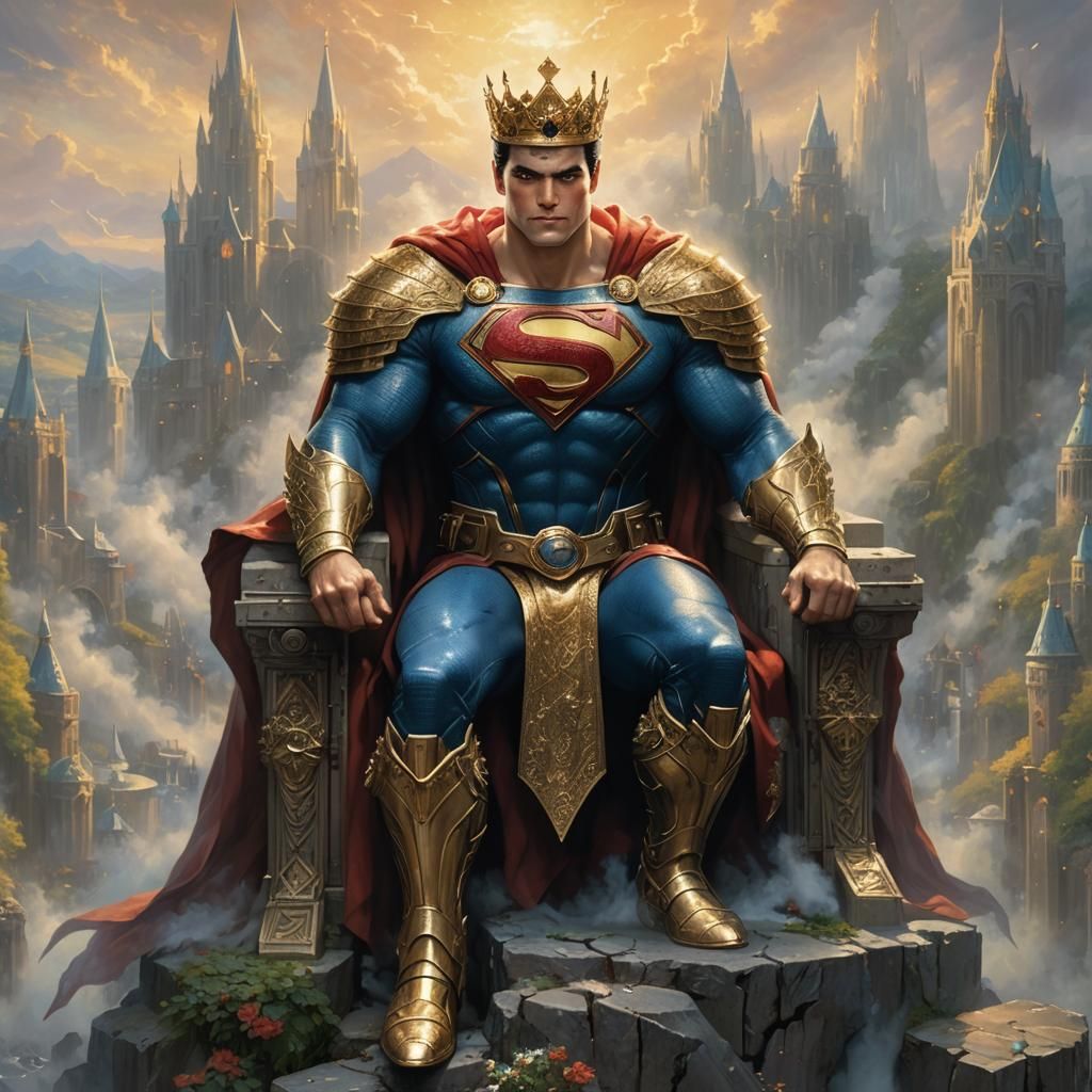 Superman as Armored King on Throne