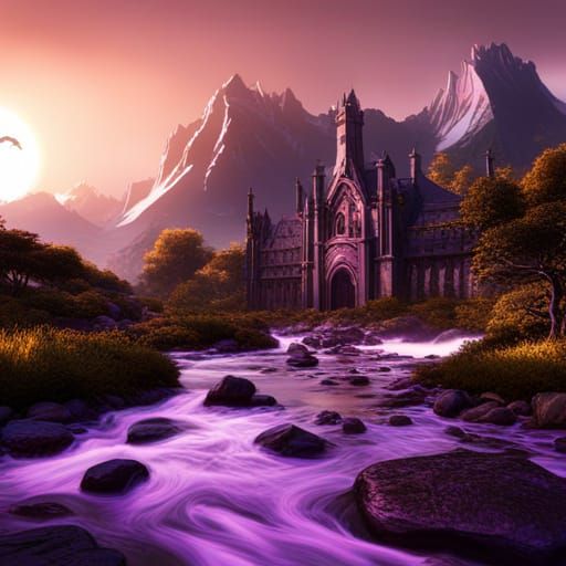 Fantastical Purple Matte Painting in Deep Color