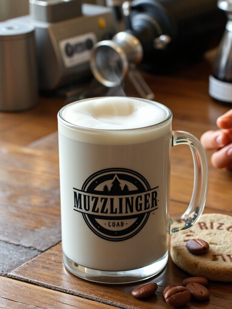 Steaming Muzzlinger Coffee in Branded Mug
