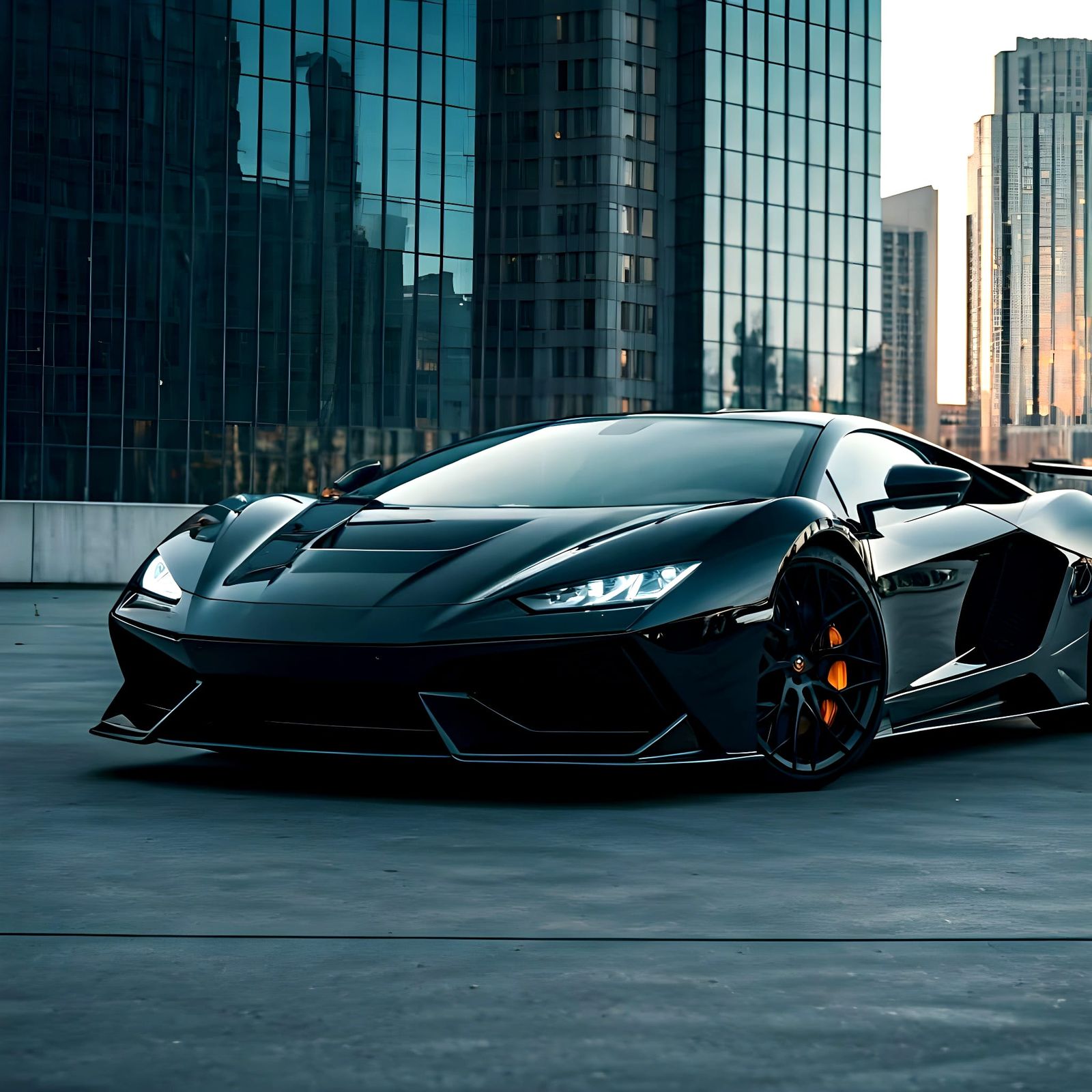 Luxury Supercar in Urban Setting at Twilight