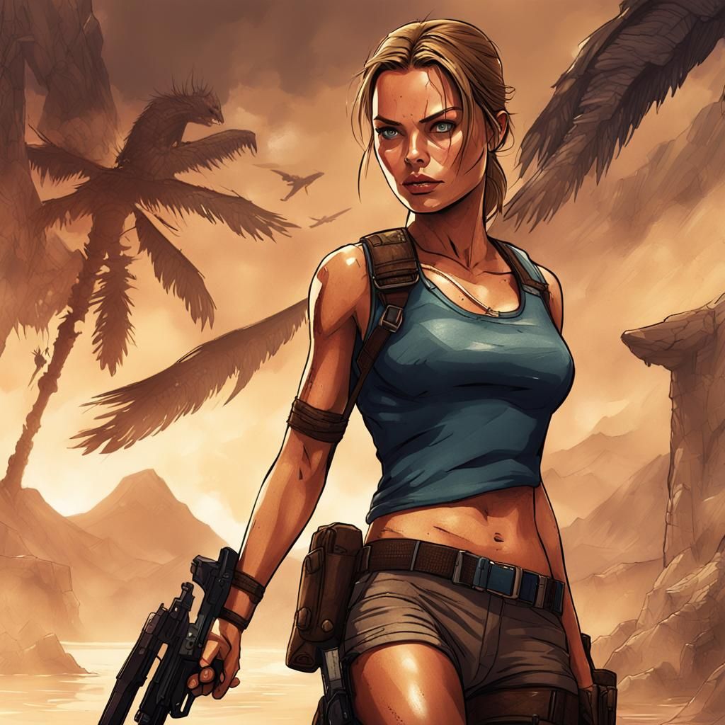 Margot Robbie as Lara Croft: Anime Style