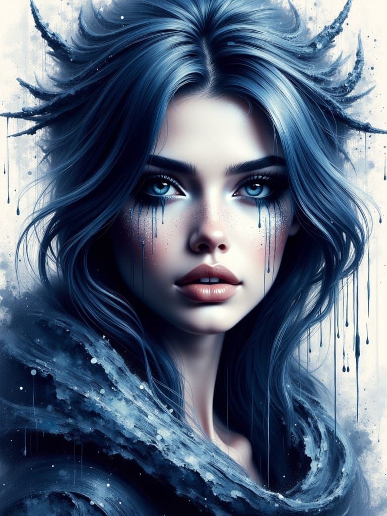 Norse Goddess with Glowing Runes in Vibrant Graffiti Art