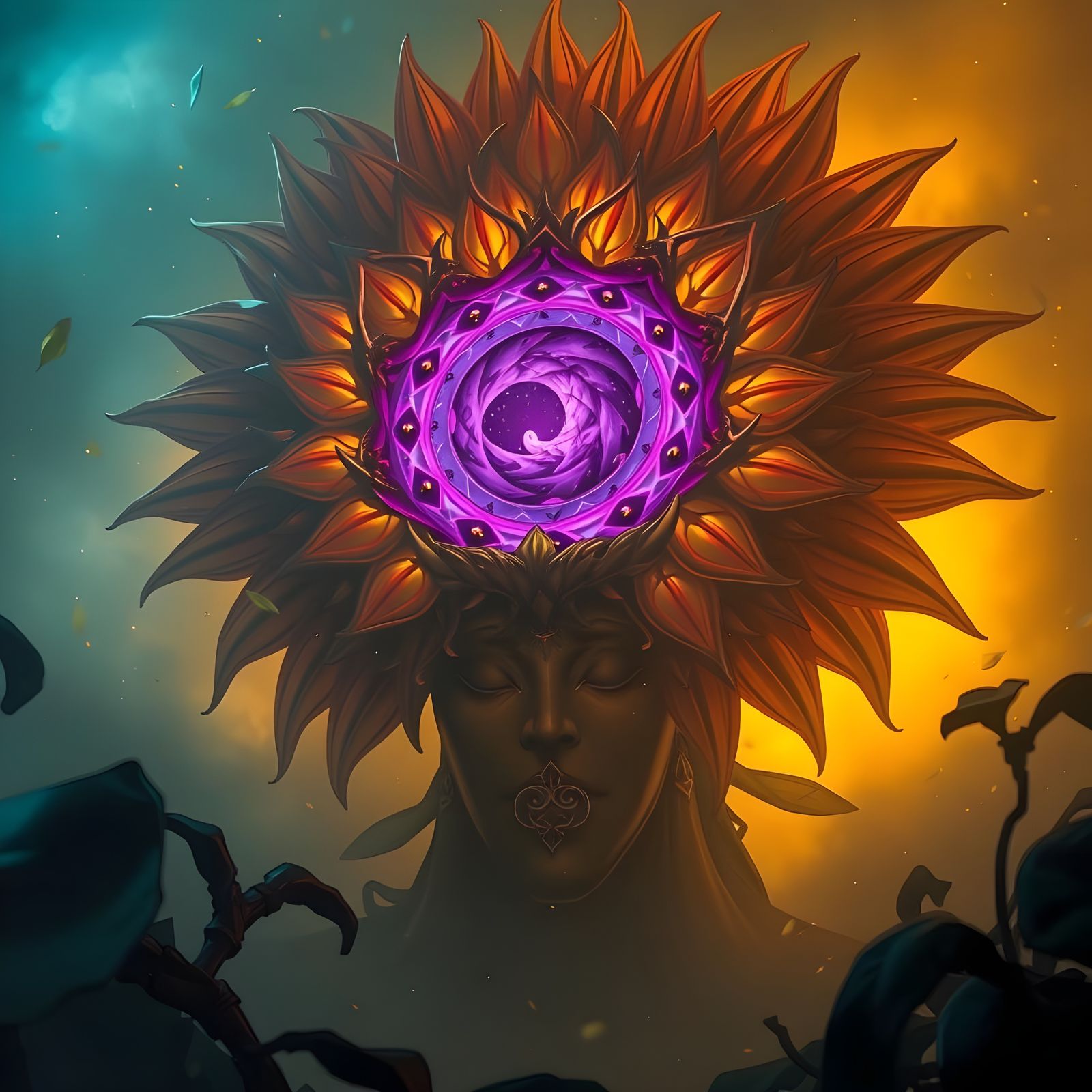 Detailed 3D Anime Sunflower God