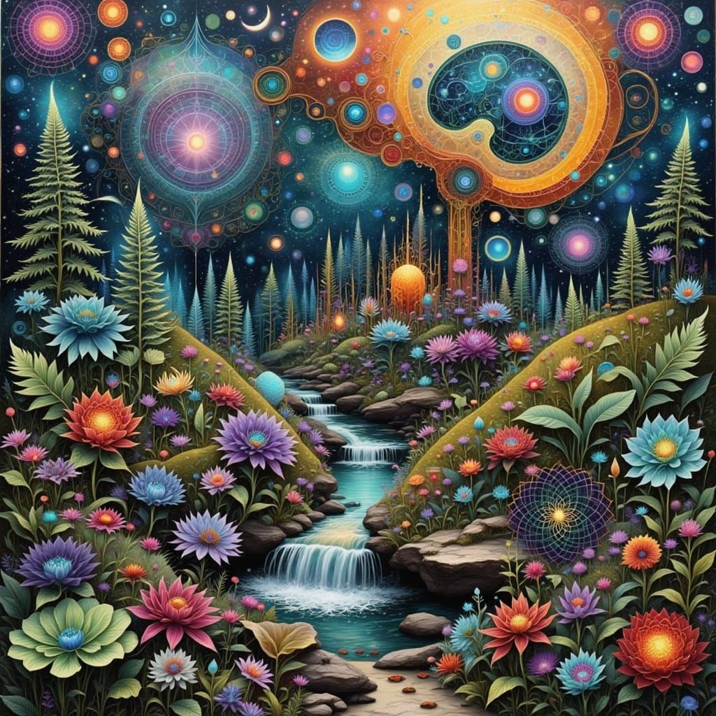 Surreal Cubist Mandala with Fractured Reality and Glitch Art...