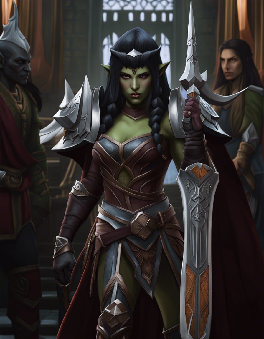 Half-Elf Half-Orc Woman Portrait