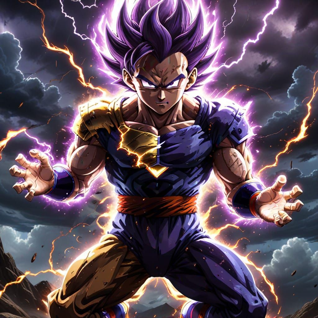 Epic Saiyan Showdown in a Stormy Battlefield