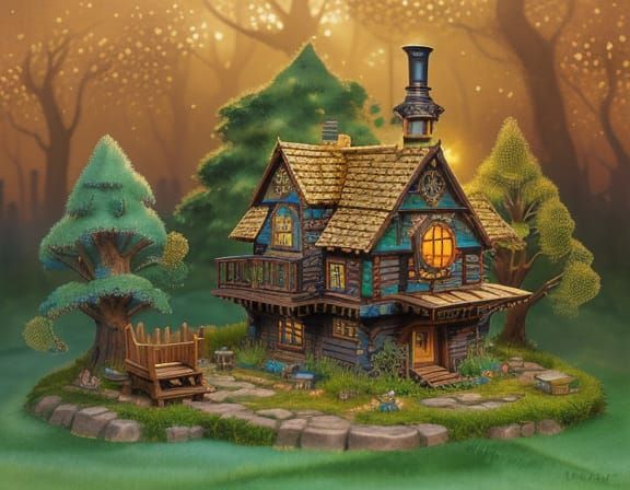 Enchanting Steampunk Village in Whimsical Storybook Style