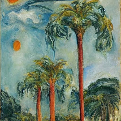 Palm Trees on Andromeda: Expressionist Digital Art