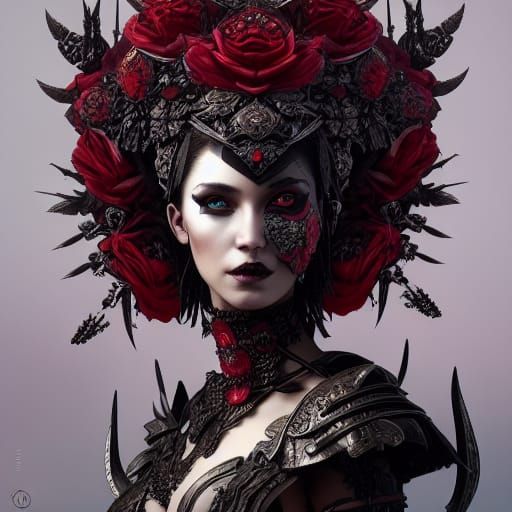Armored Rogue with Rose Headdress: Fantasy Art
