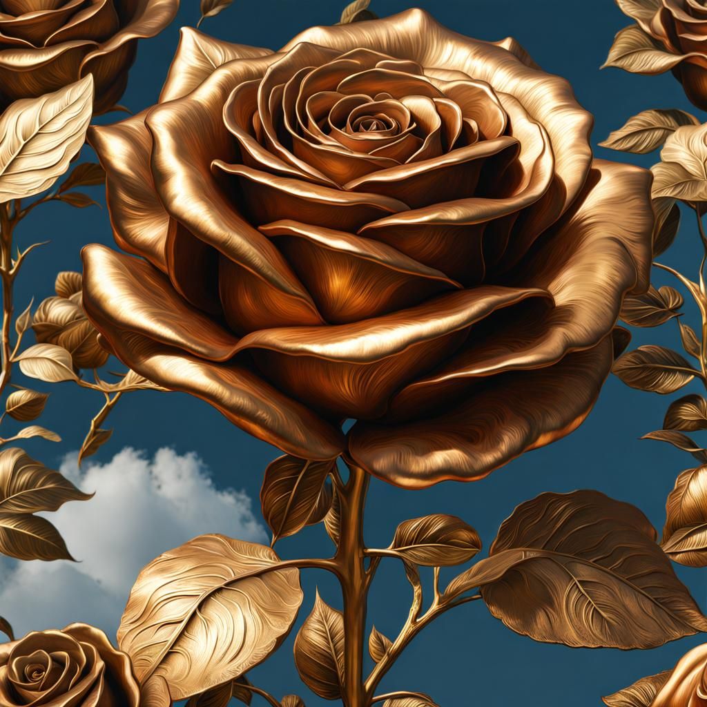 Towering Bronze Rose: Detailed 8K Concept Art