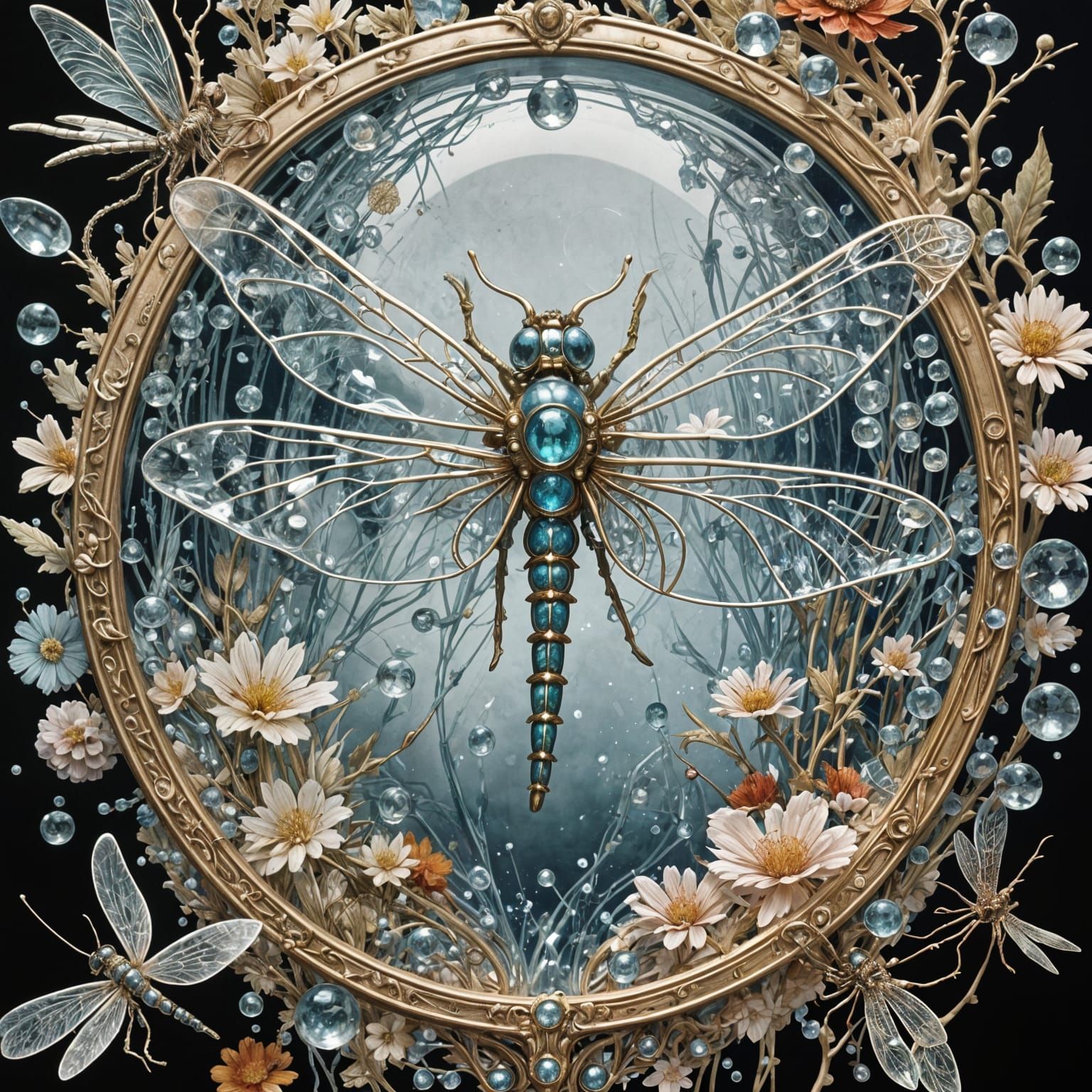 Crystal Dragonfly Jewelry: Fantasy Art