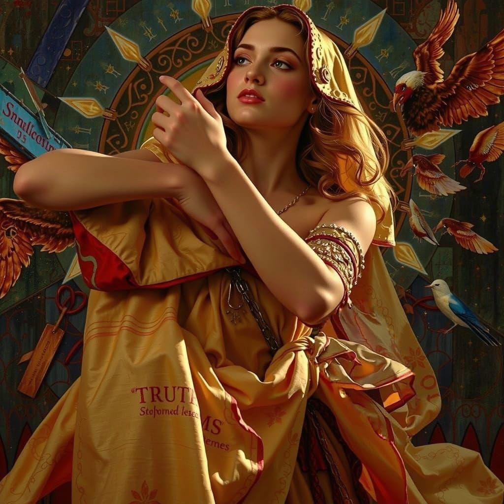 Allegorical Masterpiece Painting of Beauty and Truth