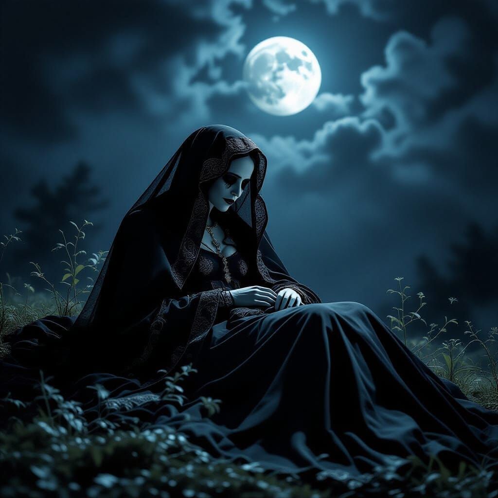 Moonlit Funeral: Mournful Shadows as Art