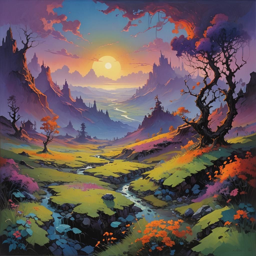 Sci-Fi Landscape in Paul Lehr Style