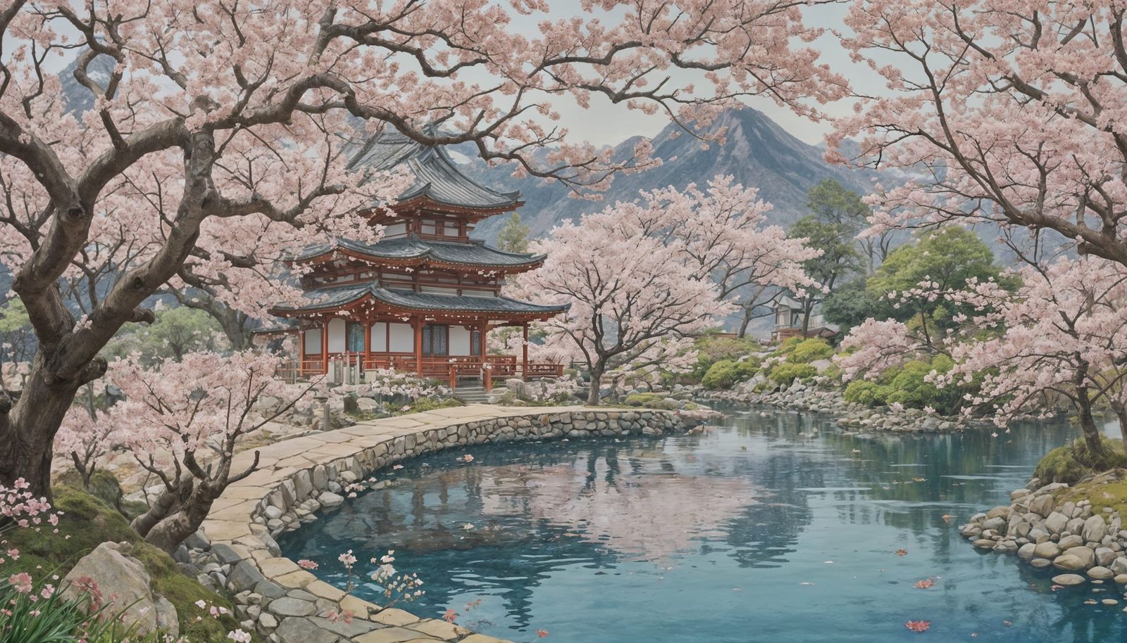 Sakura Blossoms in Japan at the Beginning of Spring