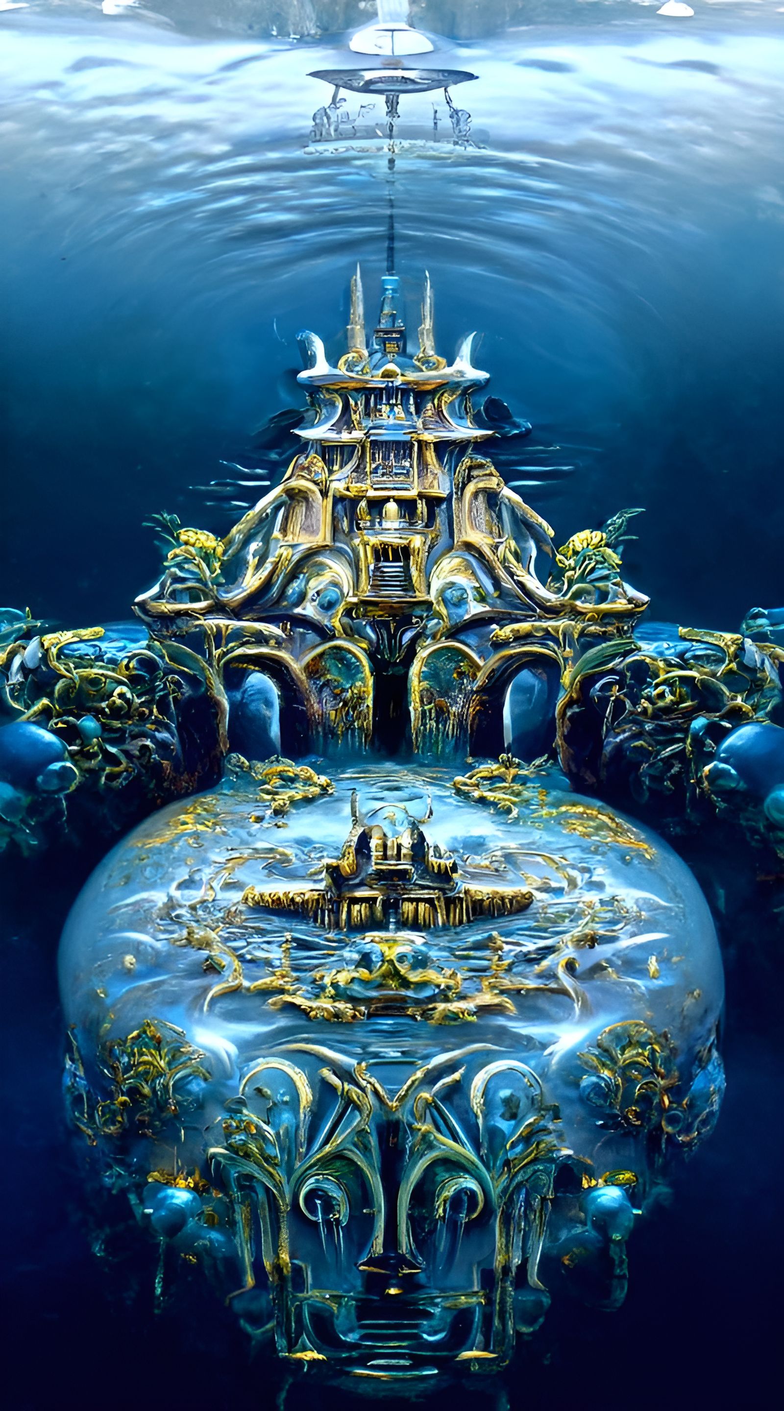 Submarine Finds Shipwreck in Neon Cyberpunk Style