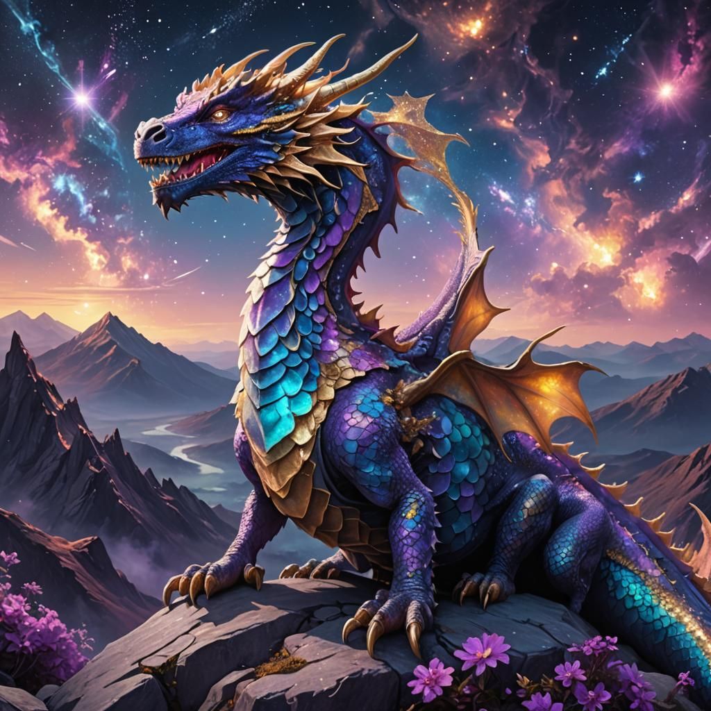 Resting Galaxy Dragon on Celestial Mountain