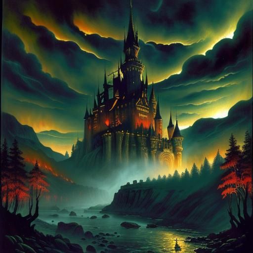 Dracula's Castle: Occult Horror Illustration