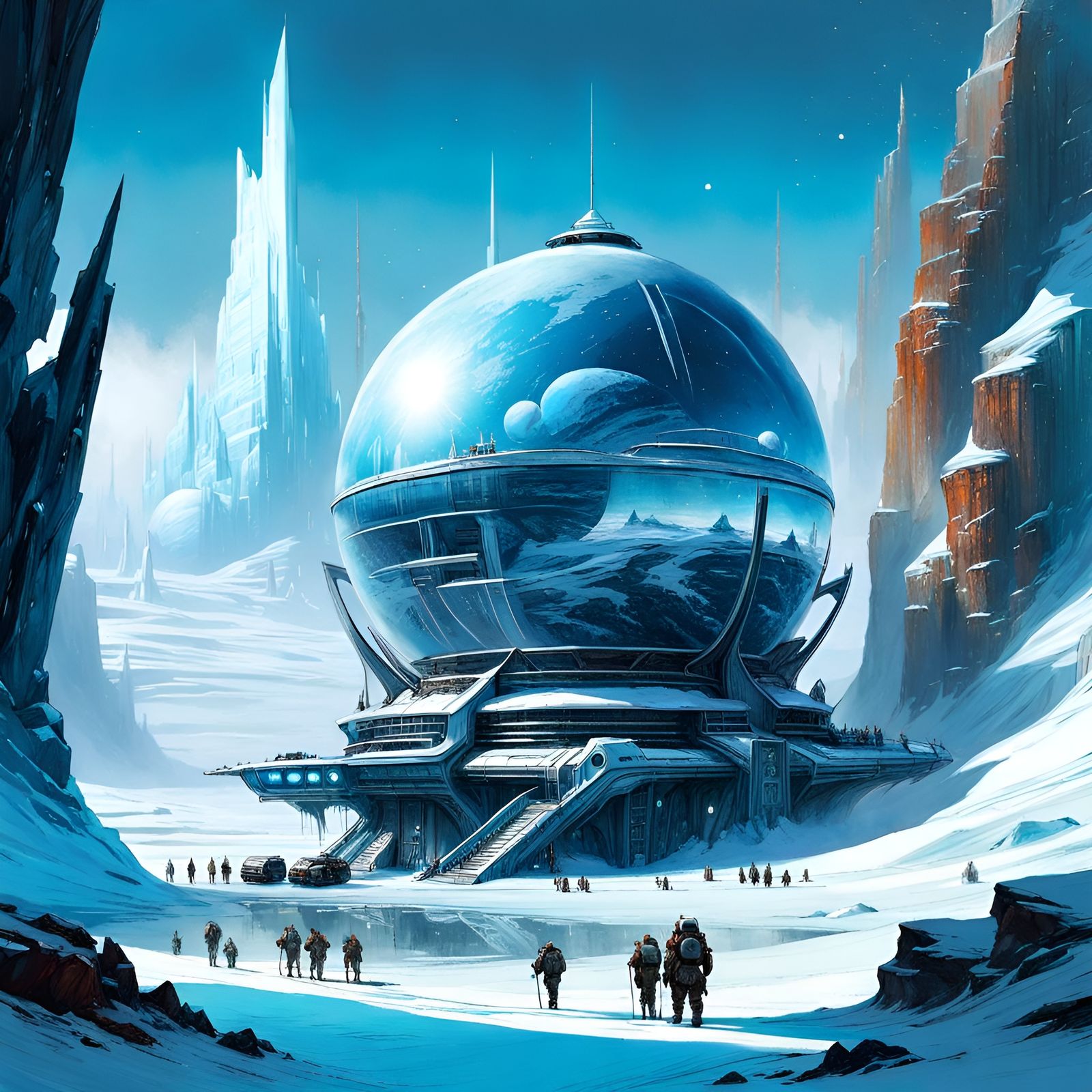 Futuristic Ice Station on an Ice Planet
