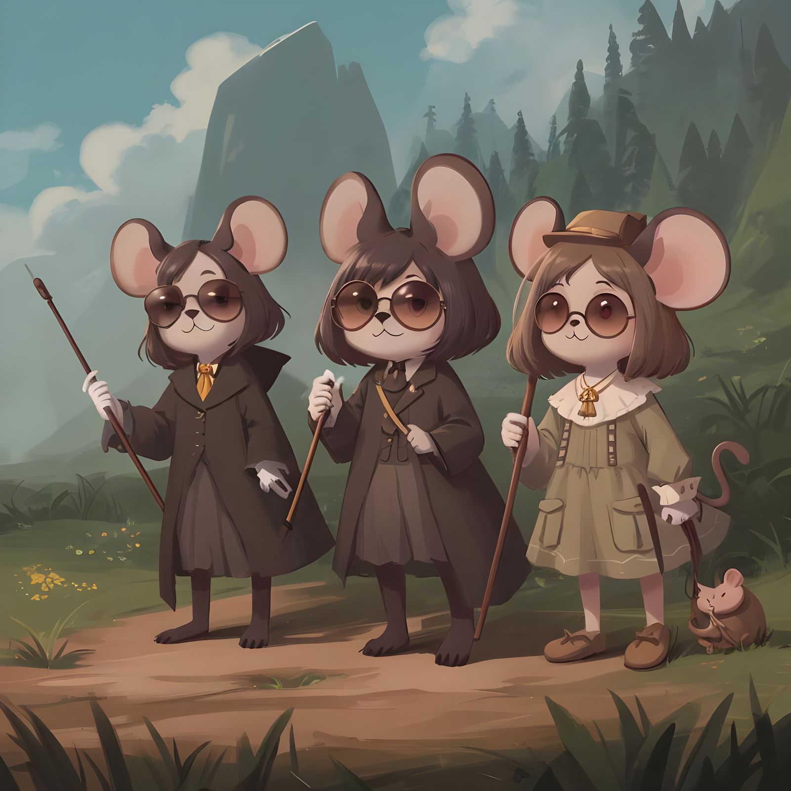 Three Blind Mice in Sunglasses: Matte Painting