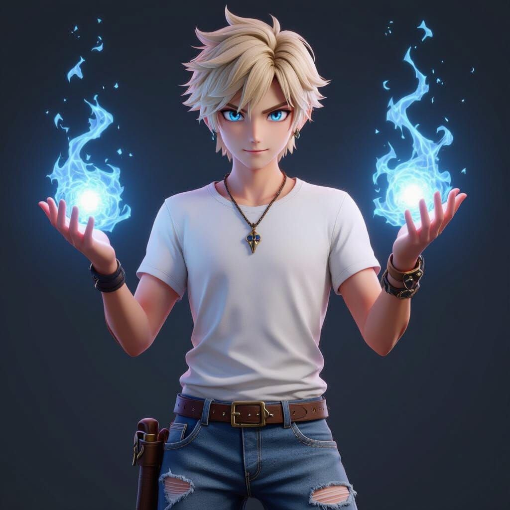 Red Wizard Casting Spell in 3D Anime Style