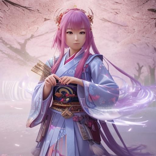 Mystical Anime Warrior in Dreamlike Forest