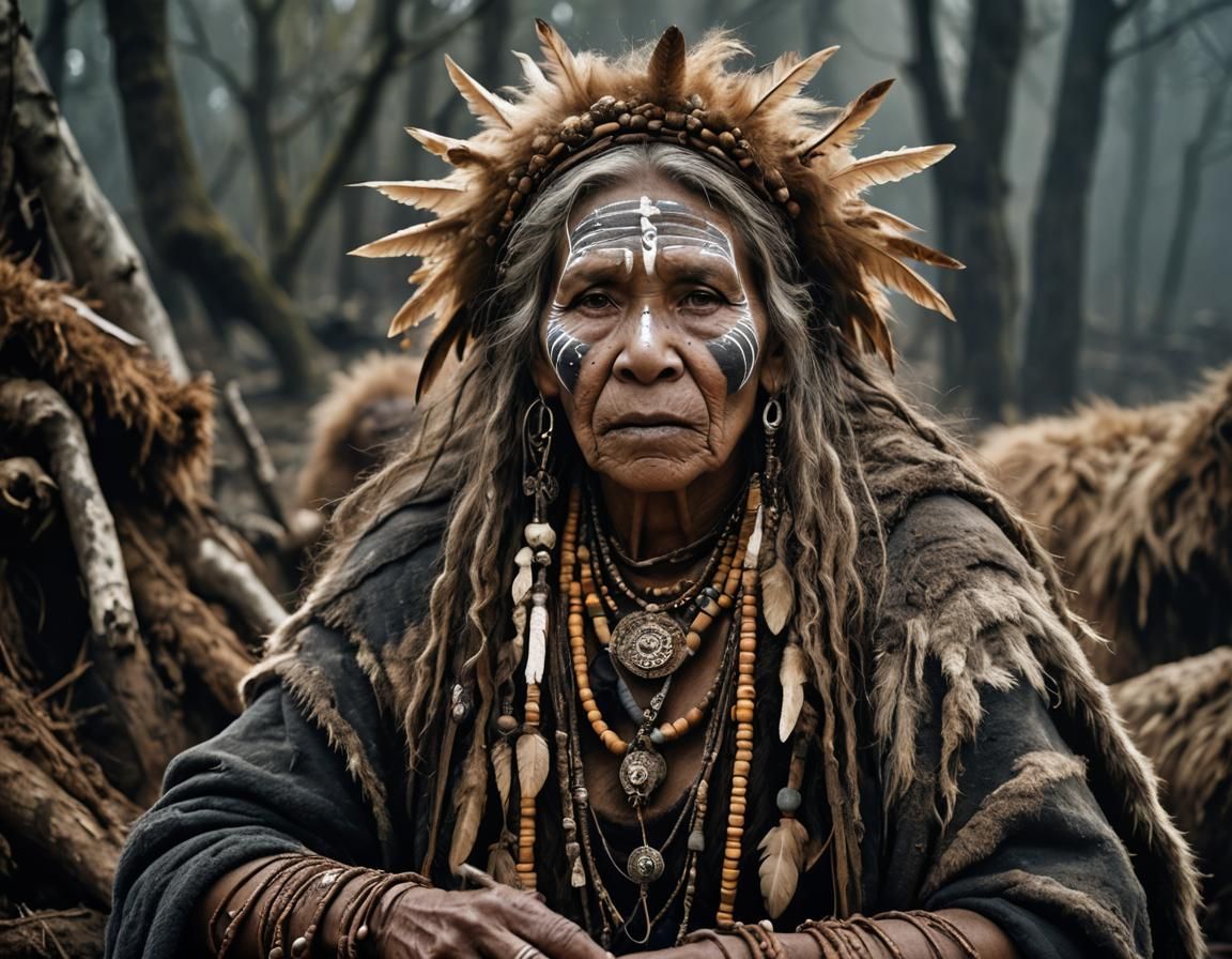 Ancient Neanderthal Shaman Leading Pagan Ritual