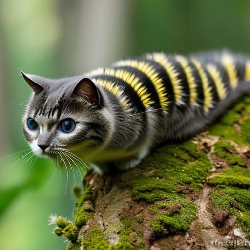 Cat Head Caterpillar in Forest