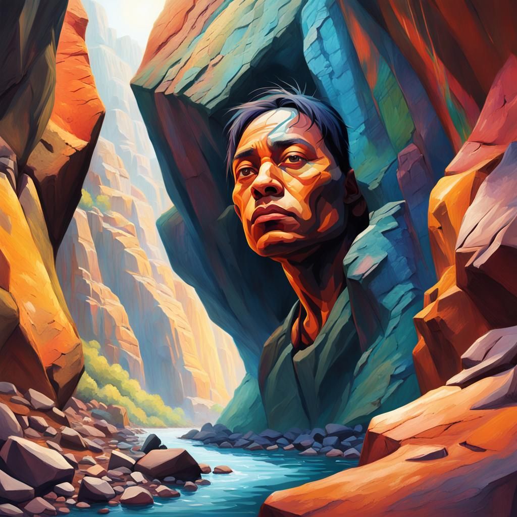 Hyperrealistic Canyon Squeeze in Abstract Setting