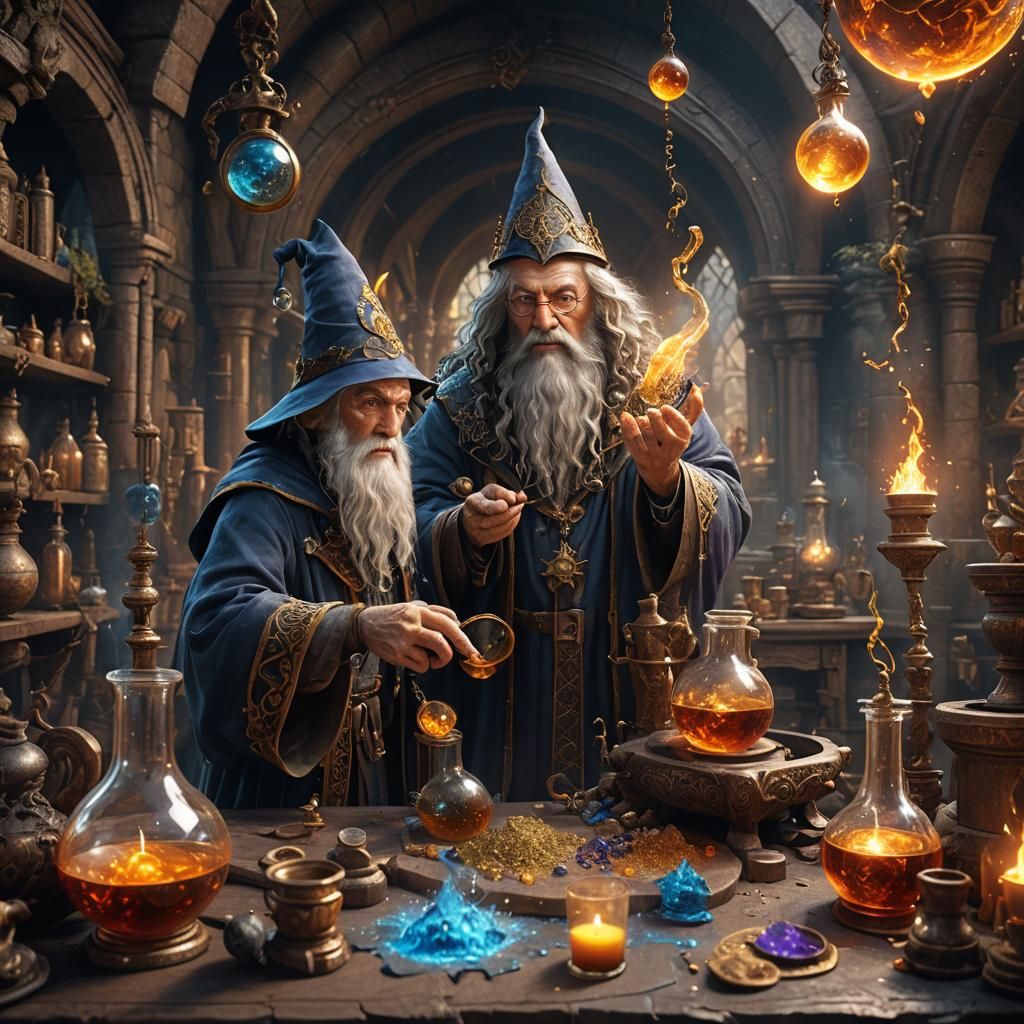 Wizard Alchemist in Detailed Matte Painting