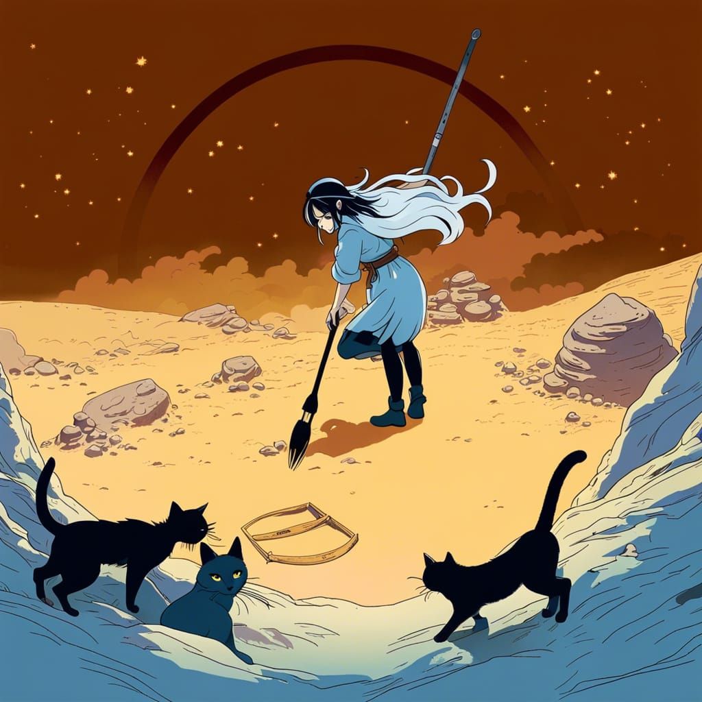 Stargate Discovery by Cat Girl Archaeologist: Ukiyo-e Style