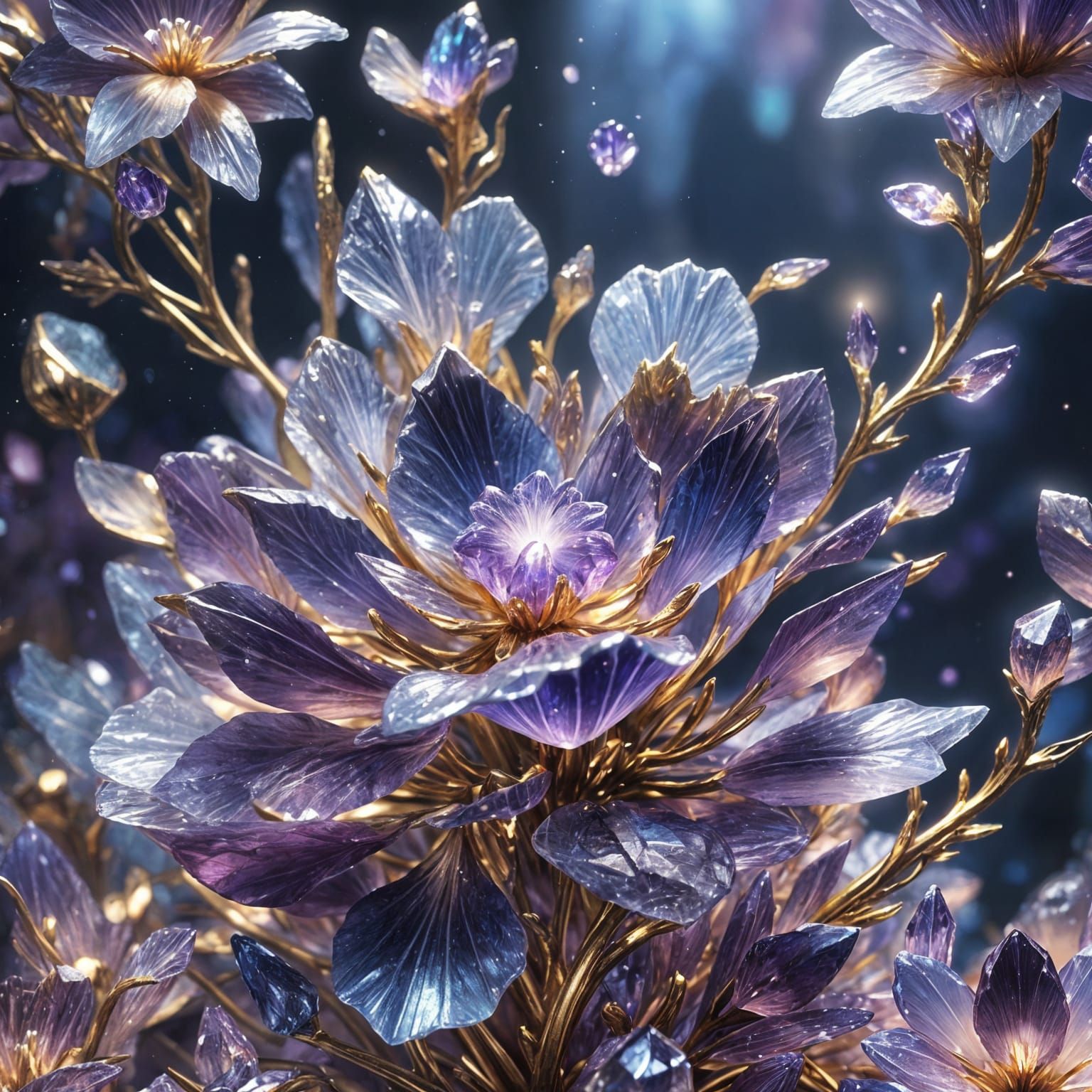 Beautiful Amethyst Crystal Flower in Detailed Matte Painting