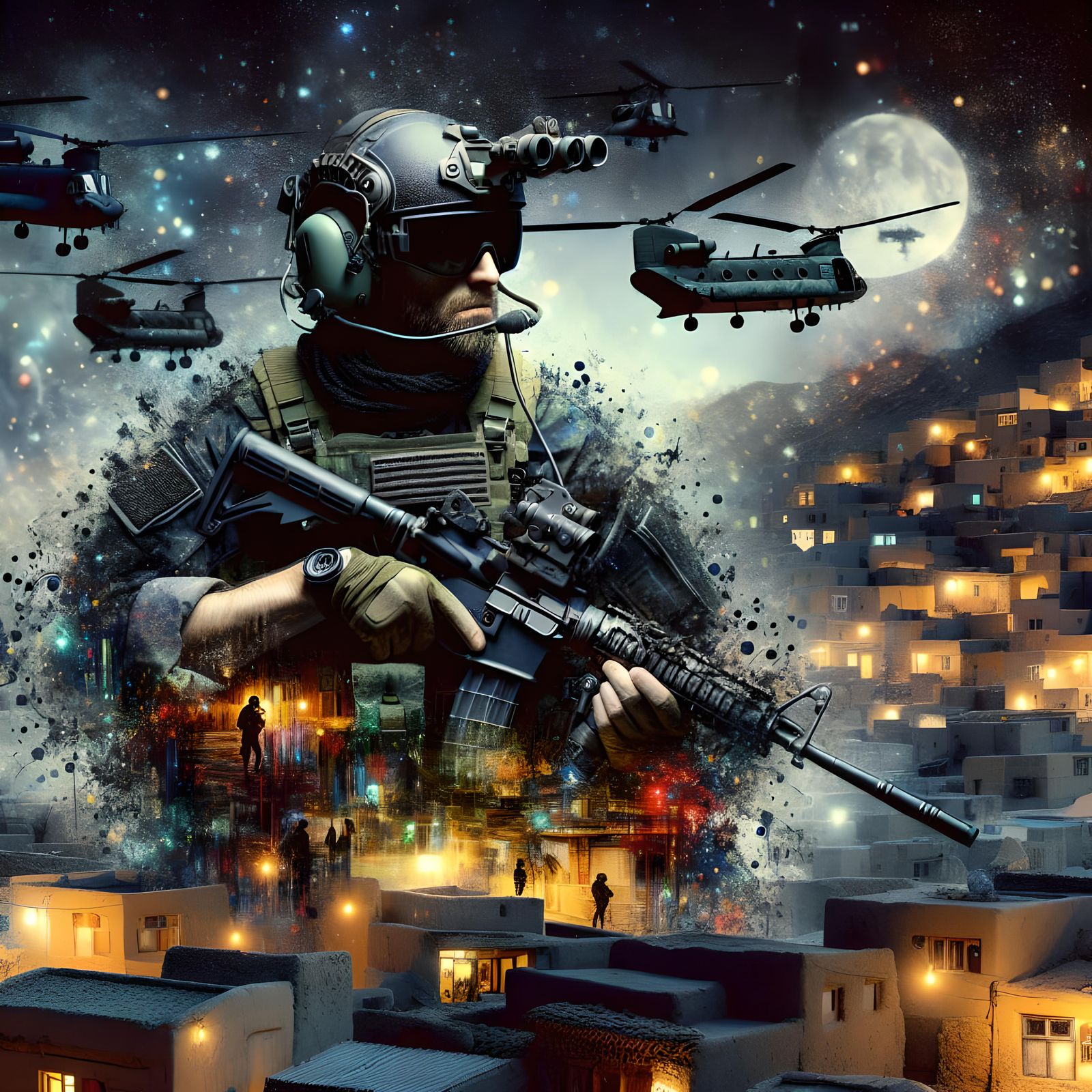 Manhwa Special Forces Aviator in Middle Eastern Night