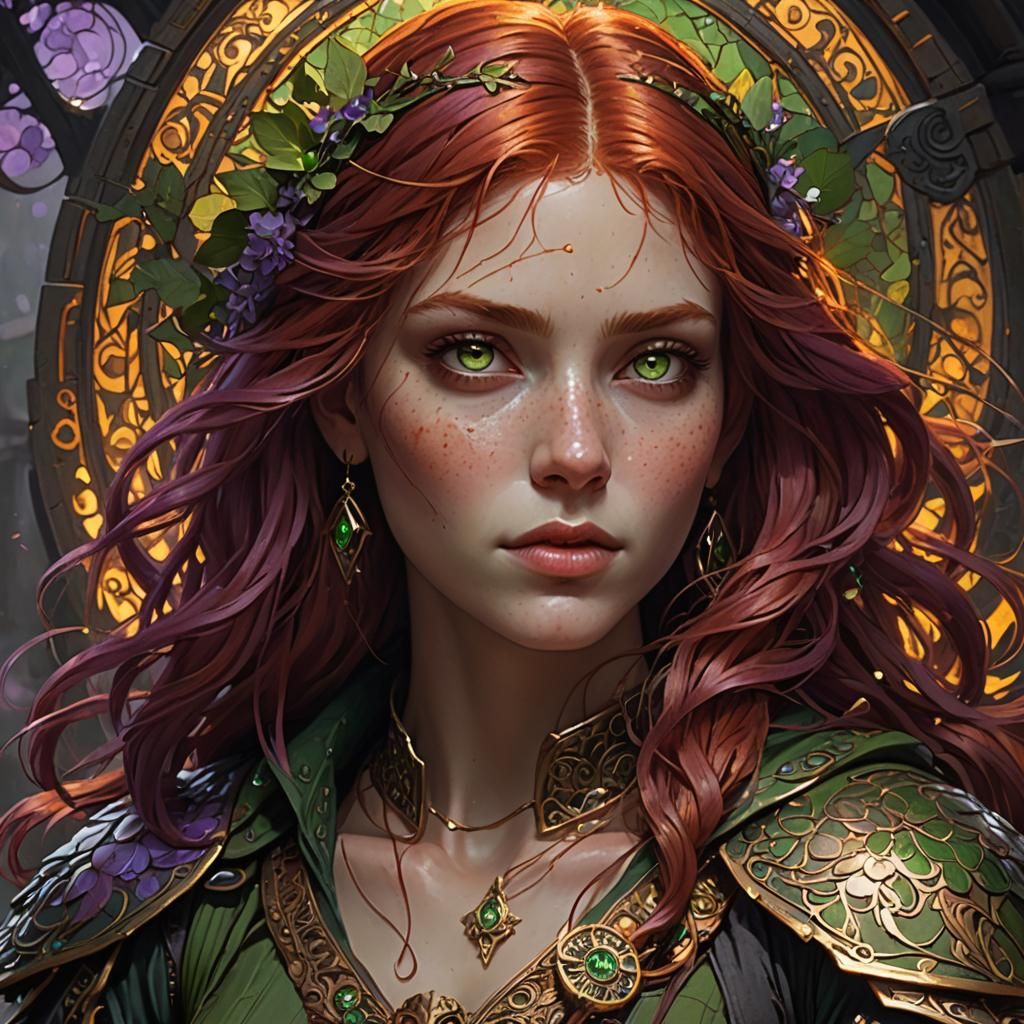 Red-Haired Girl: Dark Fantasy Concept Art
